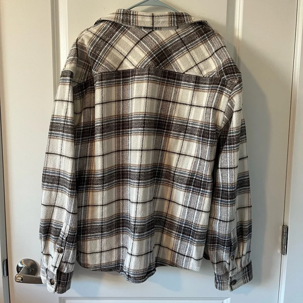 Goodfellow Plaid Shirt Jacket Button Up 100% Cotton - Picture 2 of 6